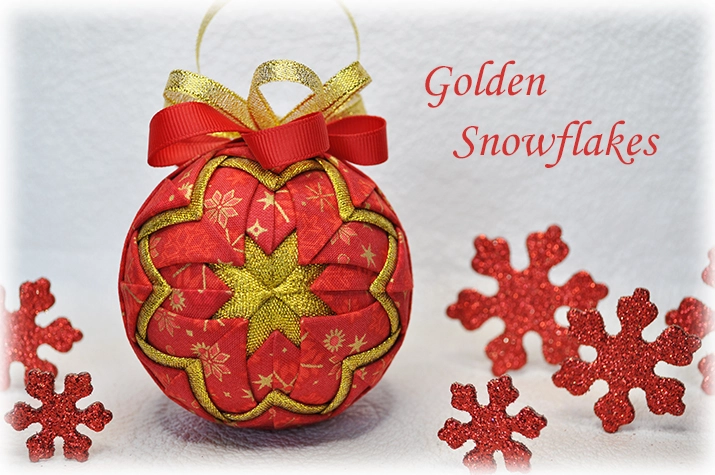 Golden Snowflakes Quilted Ornament