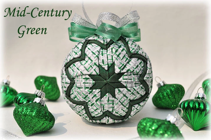Mid Century Green Quilted Ornament