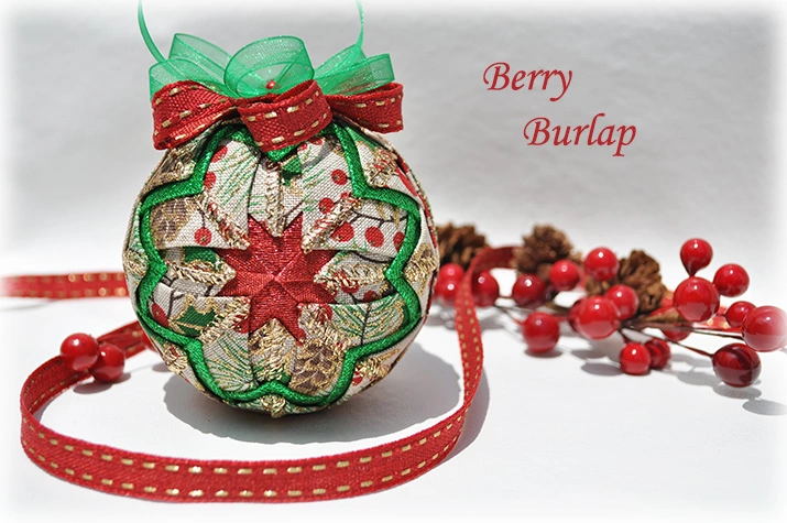 Berry Burlap Quilted Ornament