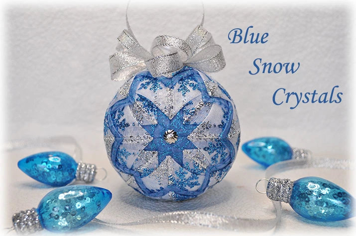 Blue Snow Crystals Quilted Ornament