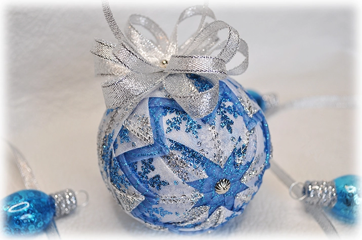 Blue Snow Crystals Quilted Ornament