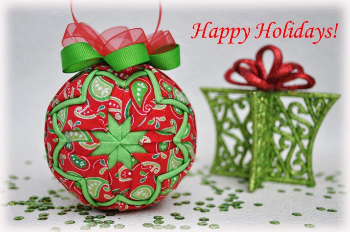 Happy Holidays Quilted Ornament
