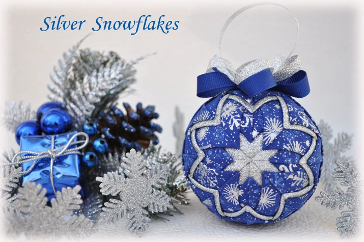Silver Snowflakes Quilted Ornament