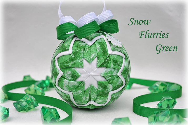 Snow Flurries Green Quilted Ornament
