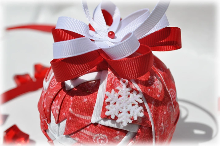 Snow Flurries Red Quilted Ornament
