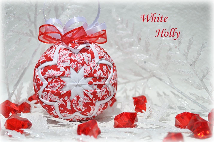 White Holly Quilted Ornament