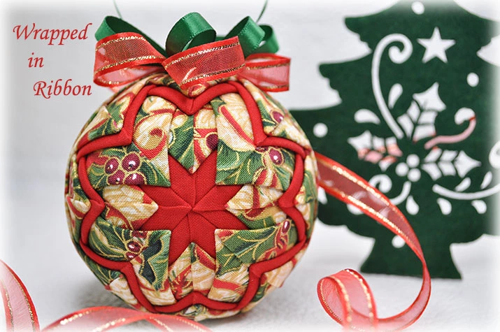 Wrapped in Ribbon Quilted Ornament