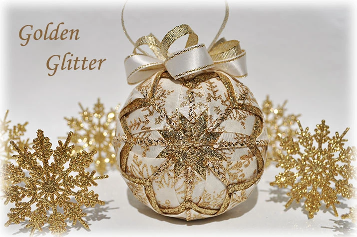 Golden Glitter Quilted Ornament