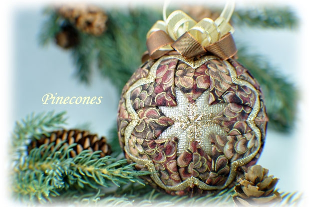 Pinecones Quilted Ornament