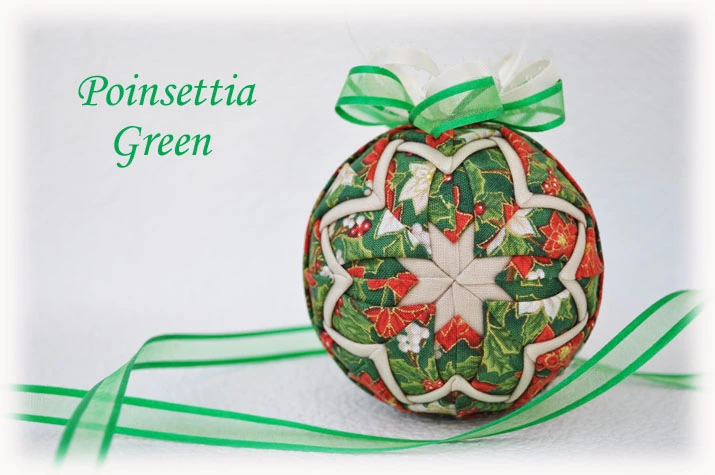 Poinsettia Green Quilted Ornament