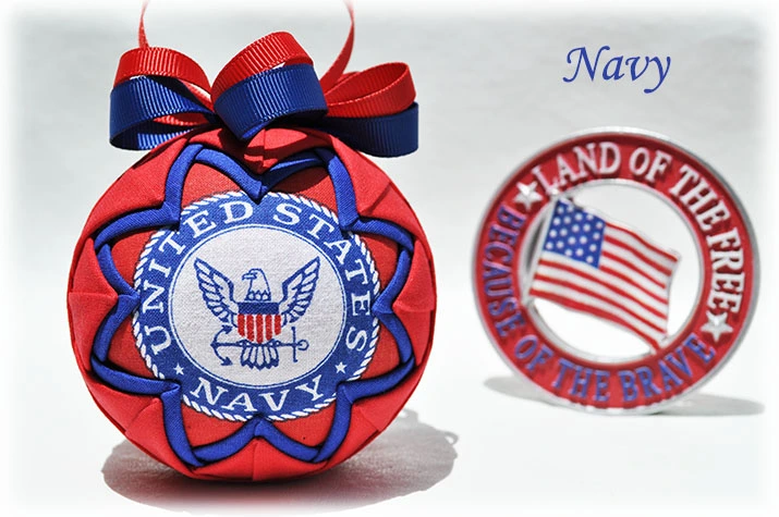 Navy Quilted Ornament