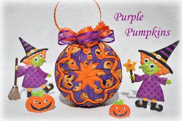 Purple Pumpkins Quilted Ornament
