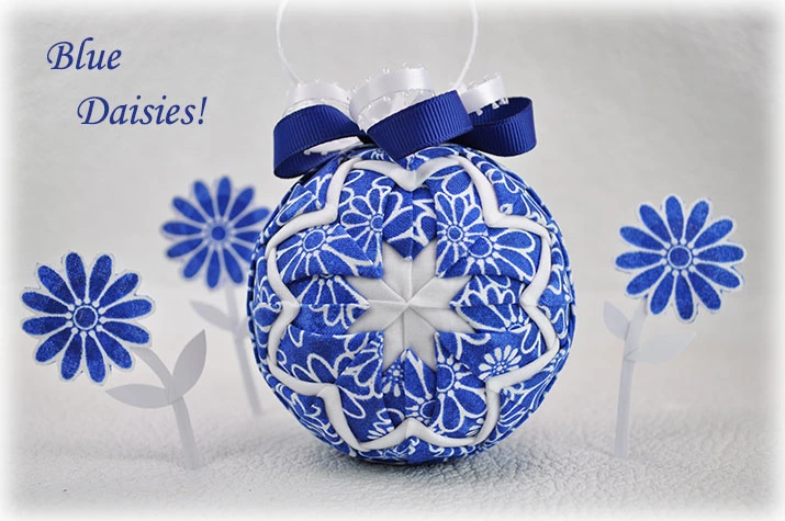 Blue Daisies Quilted Ornament