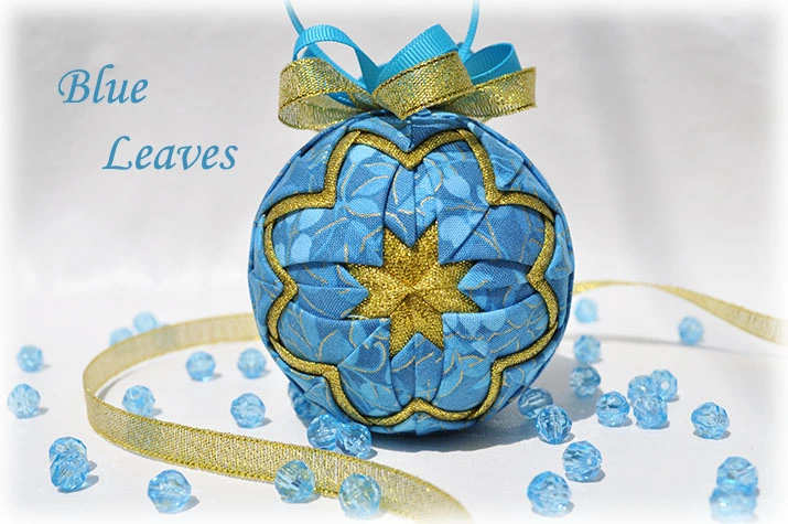 Blue Leaves Quilted Ornament