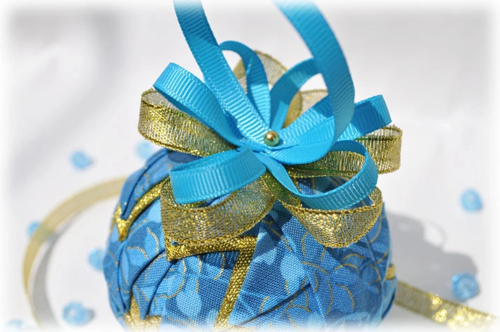 Blue Leaves Quilted Ornament
