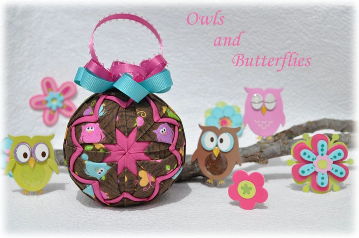 Owls and Butterflies Quilted Ornament