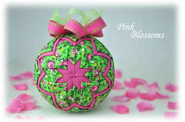 Pink Blossoms Quilted Ornament