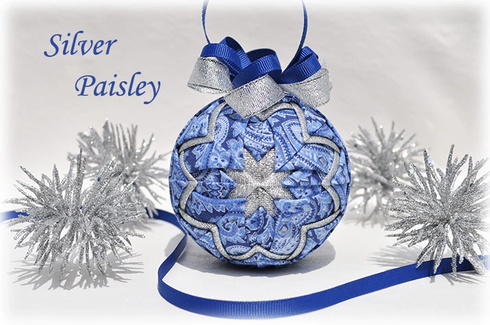 Silver Paisley Quilted Ornament